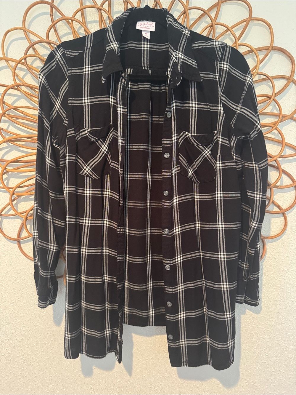 Isabel Maternity by Ingrid & Isabel Black and White Plaid Maternity Shirt